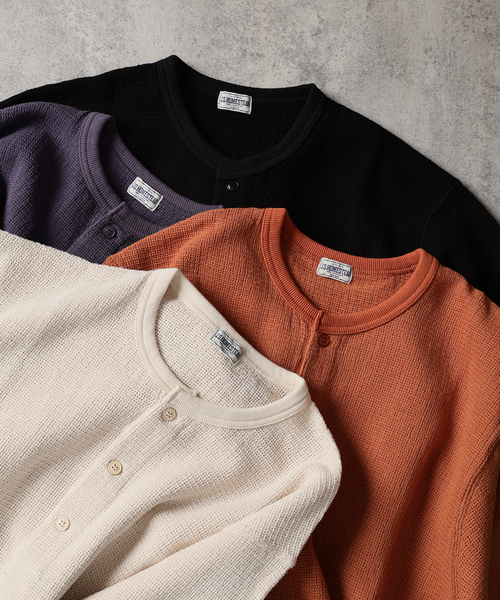 JOURNAL STANDARD J.S HOMESTEAD(ジャーナルスタンダードホームステッド)の「J.S.Homestead / レノ メッシュ ファブリック ヘンリー ネック Tシャツ(Tシャツ/カットソー・メンズ・パープル/ブラック/アイボリー/レンガ・MEDIUM/LARGE)」の5枚目の写真