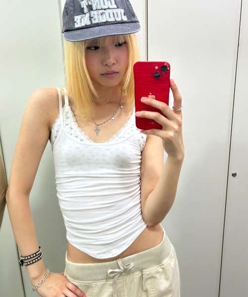 runningHIGH（ランニングハイ）の「ブラレットレイヤードスリーブレストップ[ホワイト]（Tシャツ/カットソー・レディース・その他・FREE）」の3枚目の写真