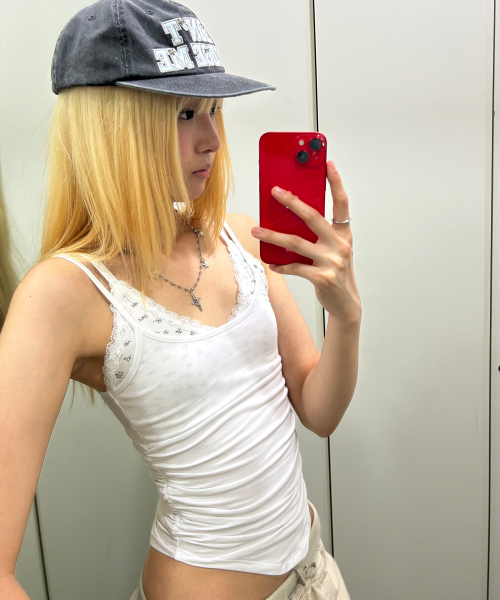 runningHIGH（ランニングハイ）の「ブラレットレイヤードスリーブレストップ[ホワイト]（Tシャツ/カットソー・レディース・その他・FREE）」の6枚目の写真