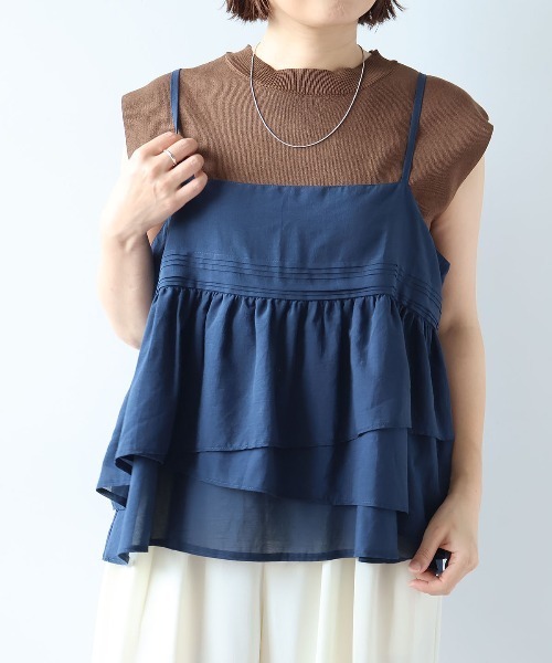 leswel(レスウェル)の「【M/L】フリルティアードキャミブラウス(その他トップス・レディース・ブラック/ネイビー/キャメル・L/M)」の12枚目の写真
