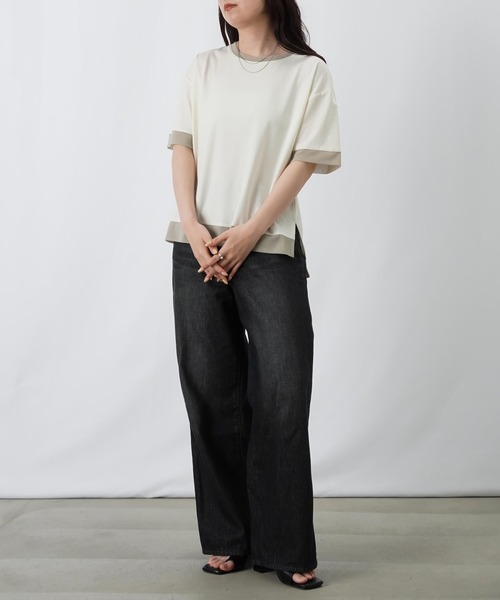 LUCA/LADY LUCK LUCA（ルカ/レディラックルカ）の「LC/LLL チュール切替Tシャツ（Tシャツ/カットソー・レディース・オフホワイト/ライトグリーン/グレー・FREE）」の9枚目の写真