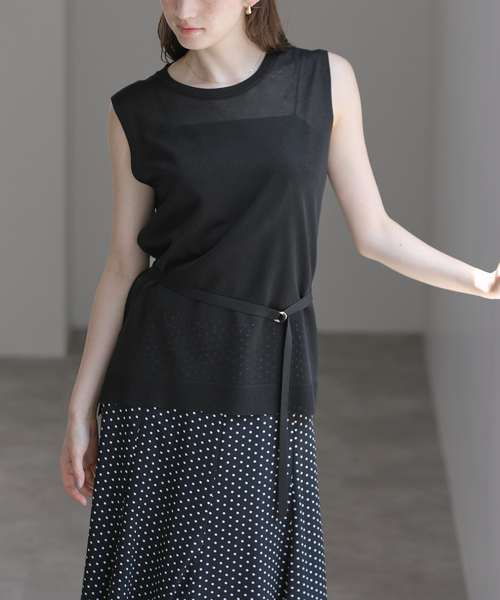 La TOTALITE(ラトータリテ)の「【洗える】ウォッシャブルベルト付きプルオーバー(ニット/セーター・レディース・ブラック/ブラウン/ホワイト・FREE)」の2枚目の写真