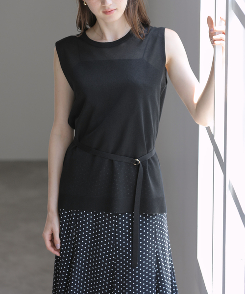 La TOTALITE(ラトータリテ)の「【洗える】ウォッシャブルベルト付きプルオーバー(ニット/セーター・レディース・ブラック/ブラウン/ホワイト・FREE)」の7枚目の写真