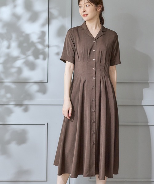 12Twelve Agenda(トゥエルブ アジェンダ)の「キャミインナー付半袖シャツワンピース(ワンピース・レディース・ブラウン/アイボリー/ネイビー・M)」の19枚目の写真