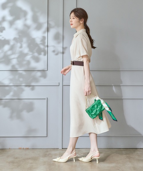 12Twelve Agenda(トゥエルブ アジェンダ)の「キャミインナー付半袖シャツワンピース(ワンピース・レディース・ブラウン/アイボリー/ネイビー・M)」の12枚目の写真