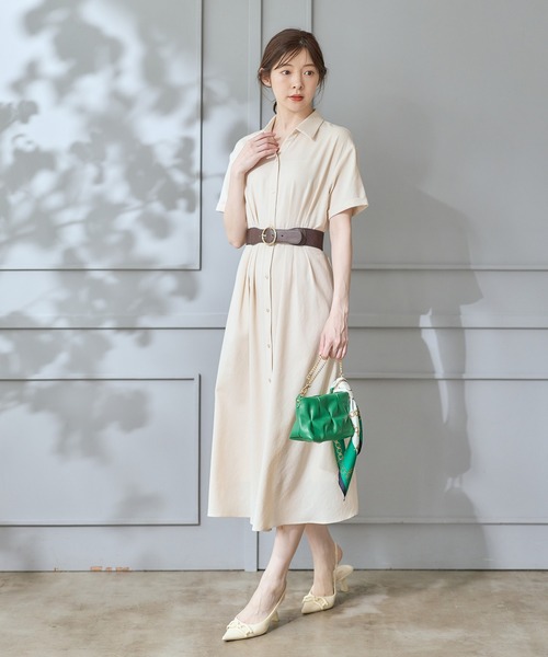 12Twelve Agenda(トゥエルブ アジェンダ)の「キャミインナー付半袖シャツワンピース(ワンピース・レディース・ブラウン/アイボリー/ネイビー・M)」の11枚目の写真
