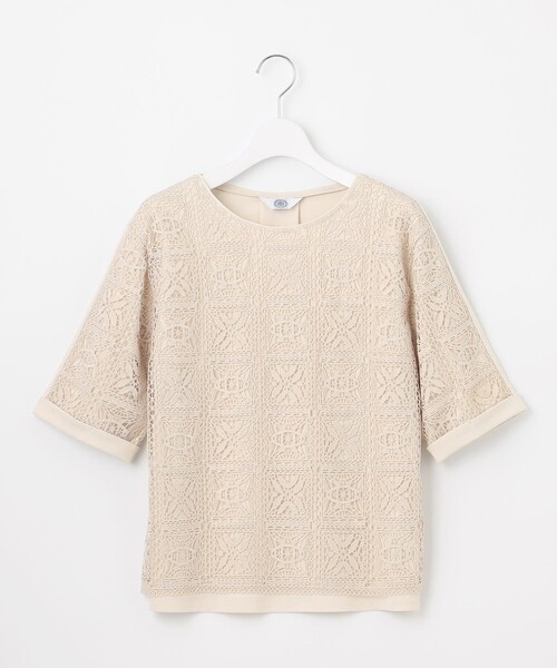 J.PRESS Ladies(J.プレス レディス)の「【一枚で着映え・シーンレスに活躍】レーシーコンビ クルーネック カットソー(Tシャツ/カットソー・レディース・ホワイト系/スカイブルー系/ネイビー系/ベージュ系・SMALL)」の9枚目の写真