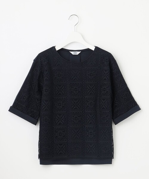 J.PRESS Ladies(J.プレス レディス)の「【一枚で着映え・シーンレスに活躍】レーシーコンビ クルーネック カットソー(Tシャツ/カットソー・レディース・ホワイト系/スカイブルー系/ネイビー系/ベージュ系・SMALL)」の10枚目の写真