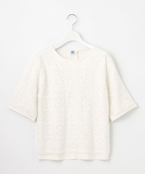 J.PRESS Ladies(J.プレス レディス)の「【一枚で着映え・シーンレスに活躍】レーシーコンビ クルーネック カットソー(Tシャツ/カットソー・レディース・ホワイト系/スカイブルー系/ネイビー系/ベージュ系・SMALL)」の11枚目の写真