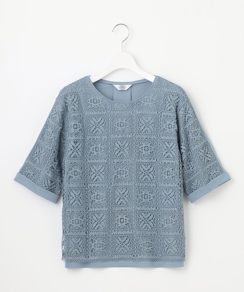 J.PRESS Ladies(J.プレス レディス)の「【一枚で着映え・シーンレスに活躍】レーシーコンビ クルーネック カットソー(Tシャツ/カットソー・レディース・ホワイト系/スカイブルー系/ネイビー系/ベージュ系・SMALL)」の12枚目の写真