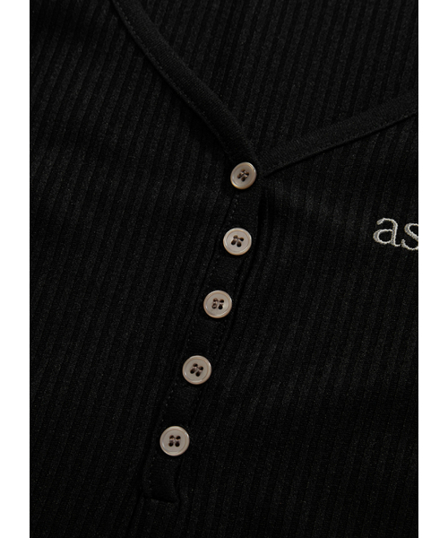 ASON(アズオン)の「WISH RIBBED BUTTON TEE / BLACK(Tシャツ/カットソー・レディース・その他・FREE)」の5枚目の写真