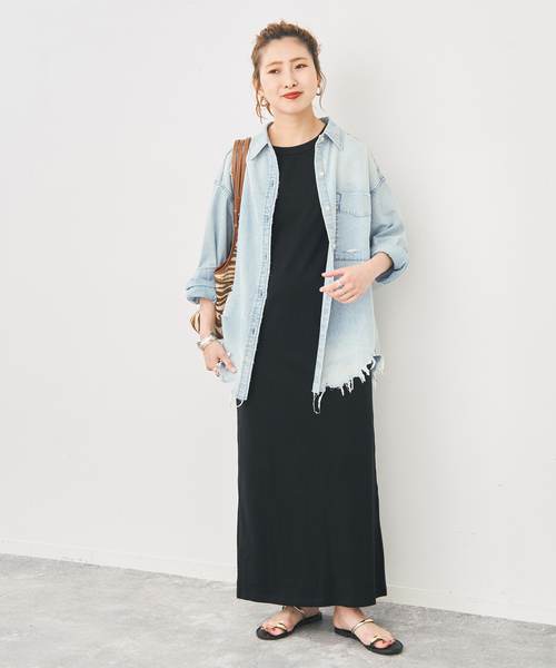 Spick & Span(スピックアンドスパン)の「6ozダメージデニムシャツ(シャツ/ブラウス・レディース・ブルー系その他/サックスブルー・FREE)」の5枚目の写真
