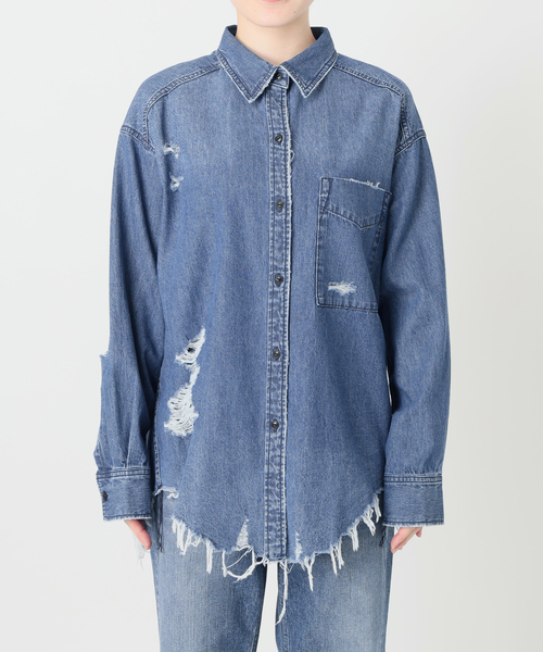 Spick & Span(スピックアンドスパン)の「6ozダメージデニムシャツ(シャツ/ブラウス・レディース・ブルー系その他/サックスブルー・FREE)」の21枚目の写真