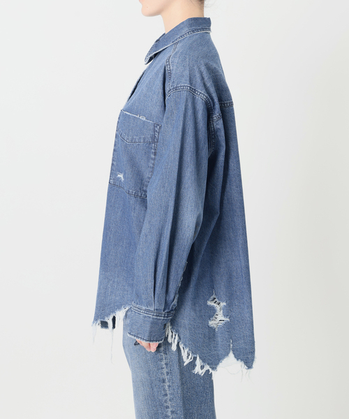 Spick & Span(スピックアンドスパン)の「6ozダメージデニムシャツ(シャツ/ブラウス・レディース・ブルー系その他/サックスブルー・FREE)」の22枚目の写真