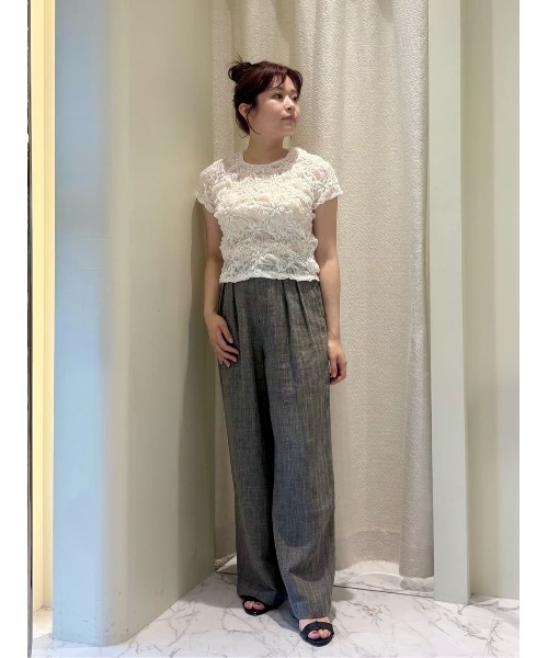 ESTNATION（エストネーション）の「ESTNATION / コットンリネン ヘリンボーンパンツ（その他パンツ・レディース・ブラック/アイボリー・38/36）」の3枚目の写真