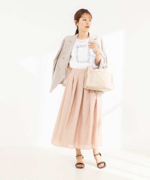 NOLLEY’S(ノーリーズ)の「《防シワ》ウォッシャブルシアーサテンタックスカート(スカート・レディース・ベビーピンク/ブラック・36/38)」の4枚目の写真