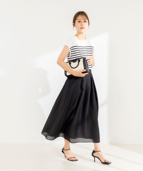 NOLLEY’S(ノーリーズ)の「《防シワ》ウォッシャブルシアーサテンタックスカート(スカート・レディース・ベビーピンク/ブラック・36/38)」の8枚目の写真