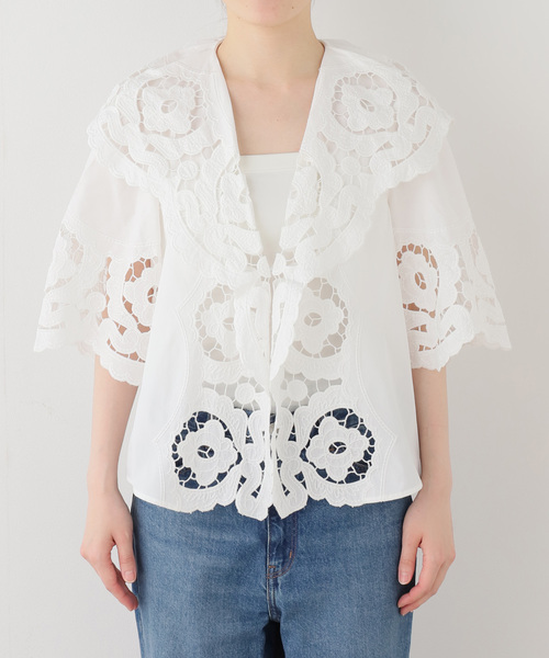 Berenice（ベルニス）の「《一部店舗+WEB限定》BERENICE. / べレニス CHEMISE MC COL CHALE BRODERIE（シャツ/ブラウス・レディース・ホワイト・36）」の10枚目の写真