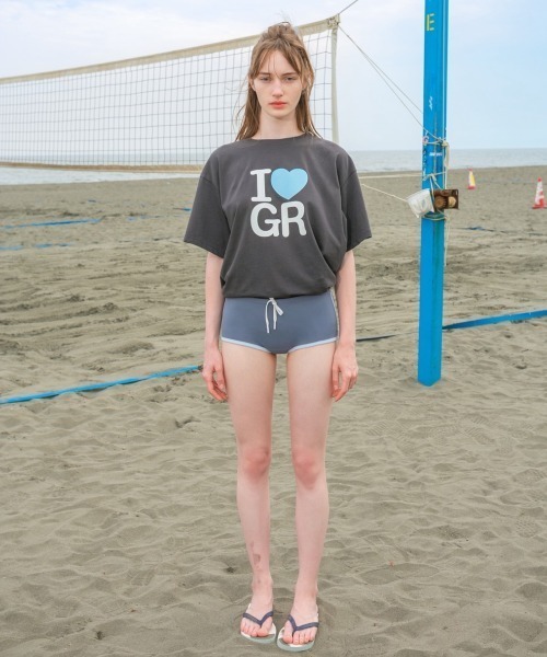 GRVRGROVE(グローブ)の「I LOVE GR T-SHIRT(Tシャツ/カットソー・レディース・グレー/アイボリー・フリー)」の2枚目の写真