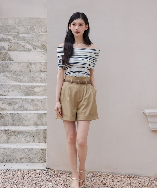 polaura(ポローラ)の「ソフトラップオフショルダーニットトップ(ニット/セーター・レディース・Beige/White/Red・FREE)」の13枚目の写真