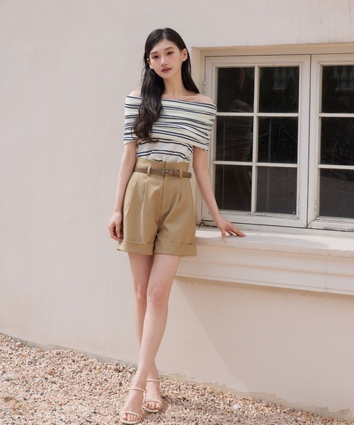 polaura(ポローラ)の「ソフトラップオフショルダーニットトップ(ニット/セーター・レディース・Beige/White/Red・FREE)」の14枚目の写真