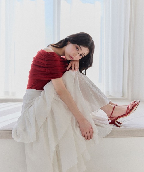 polaura(ポローラ)の「ソフトラップオフショルダーニットトップ(ニット/セーター・レディース・Beige/White/Red・FREE)」の18枚目の写真