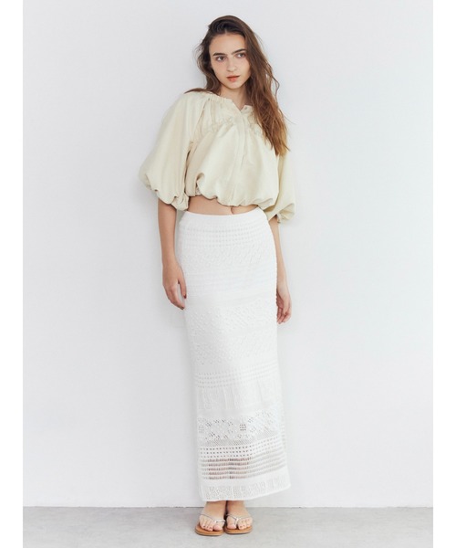 Ungrid(アングリッド)の「透かし編みニットスカート(スカート・レディース・イエロー/オフホワイト・FREE)」の22枚目の写真