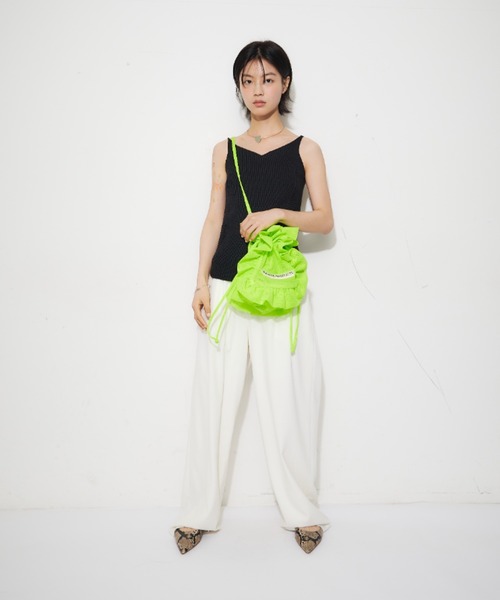 THEATRE PRODUCTS(シアタープロダクツ)の「メッシュフリル巾着ショルダーバッグ(ショルダーバッグ・レディース・グレー/ブラック/グリーン・FREE)」の4枚目の写真