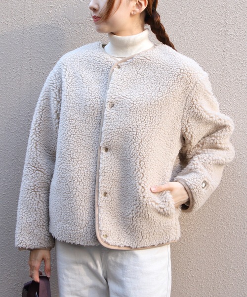 ORCIVAL(オーシバル)の「ORCIVAL/オーシバル ラウンドネックボアフリースブルゾン ROUND NECK BOA FLEECE BLOUSON OR-A0741 BFF(ブルゾン・レディース・ベージュ/チャコールグレー・2)」の1枚目の写真
