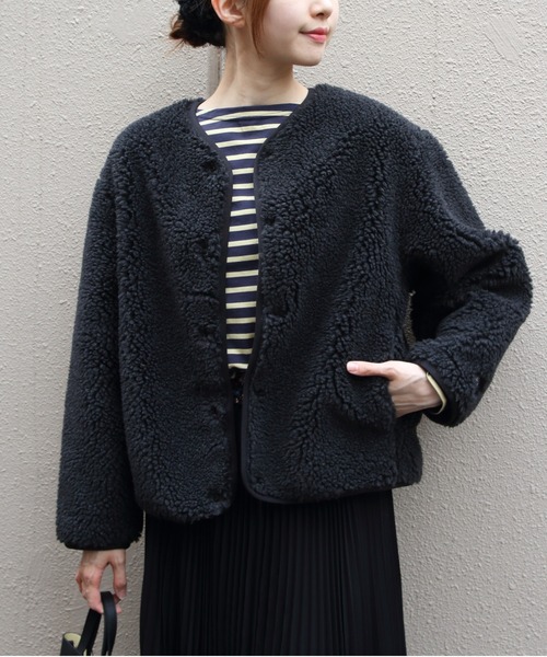 ORCIVAL(オーシバル)の「ORCIVAL/オーシバル ラウンドネックボアフリースブルゾン ROUND NECK BOA FLEECE BLOUSON OR-A0741 BFF(ブルゾン・レディース・ベージュ/チャコールグレー・2)」の5枚目の写真