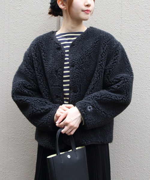ORCIVAL(オーシバル)の「ORCIVAL/オーシバル ラウンドネックボアフリースブルゾン ROUND NECK BOA FLEECE BLOUSON OR-A0741 BFF(ブルゾン・レディース・ベージュ/チャコールグレー・2)」の6枚目の写真