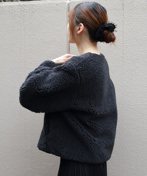 ORCIVAL(オーシバル)の「ORCIVAL/オーシバル ラウンドネックボアフリースブルゾン ROUND NECK BOA FLEECE BLOUSON OR-A0741 BFF(ブルゾン・レディース・ベージュ/チャコールグレー・2)」の7枚目の写真