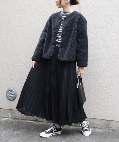 ORCIVAL(オーシバル)の「ORCIVAL/オーシバル ラウンドネックボアフリースブルゾン ROUND NECK BOA FLEECE BLOUSON OR-A0741 BFF(ブルゾン・レディース・ベージュ/チャコールグレー・2)」の9枚目の写真