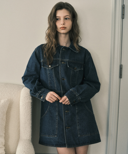 OURNOSTALGIA(アワー ノスタルジア)の「Two-way denim half jacket dress_Deep blue(OC25-OT01)(ワンピース・レディース・ダークブルー・MEDIUM/SMALL)」の2枚目の写真