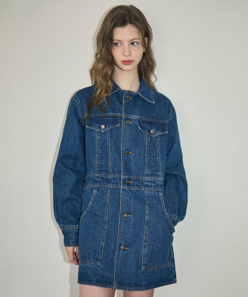 OURNOSTALGIA(アワー ノスタルジア)の「Two-way denim half jacket dress_Deep blue(OC25-OT01)(ワンピース・レディース・ダークブルー・MEDIUM/SMALL)」の3枚目の写真