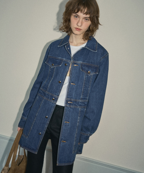OURNOSTALGIA(アワー ノスタルジア)の「Two-way denim half jacket dress_Deep blue(OC25-OT01)(ワンピース・レディース・ダークブルー・MEDIUM/SMALL)」の4枚目の写真