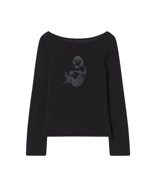 ROGIN N ROSIE(ロギンエンロージー)の「Small Girl Printed Long Sleeve Black(Tシャツ/カットソー・レディース・その他・FREE)」の4枚目の写真