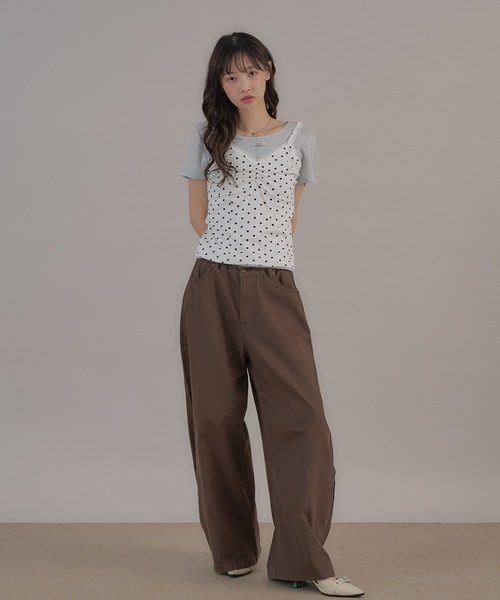 apres jour mignon(アプレジュールミニョン)の「アソートプリントフロントギャザーキャミ(キャミソール・レディース・ホワイト/グレー/カーキ/ブラウン系その他・LARGE/フリー)」の6枚目の写真