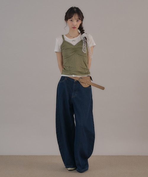 apres jour mignon(アプレジュールミニョン)の「アソートプリントフロントギャザーキャミ(キャミソール・レディース・ホワイト/グレー/カーキ/ブラウン系その他・LARGE/フリー)」の12枚目の写真