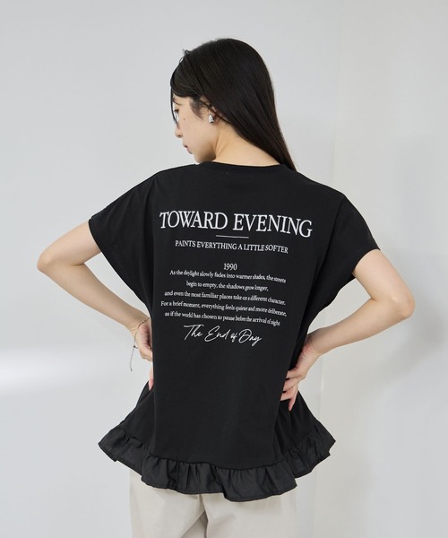 NAVY(ネイビー)の「【SARARI/サラリ】接触冷感 裾フリルノースリーブ(Tシャツ/カットソー・レディース・ブラック/ネイビー/グレー・M/L)」の6枚目の写真