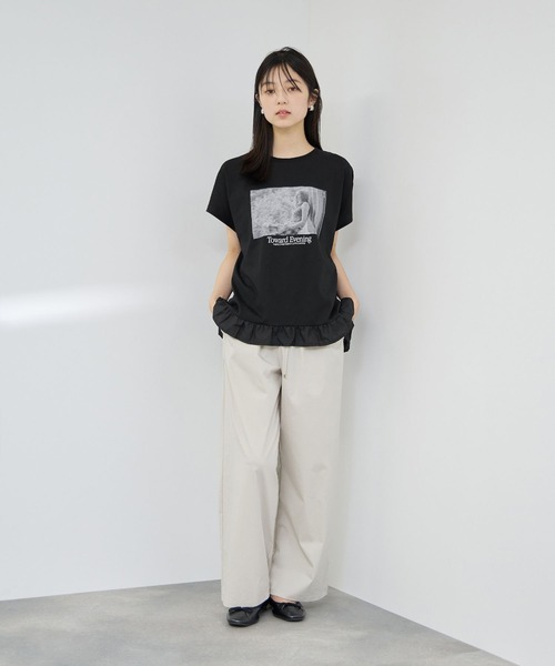 NAVY(ネイビー)の「【SARARI/サラリ】接触冷感 裾フリルノースリーブ(Tシャツ/カットソー・レディース・ブラック/ネイビー/グレー・M/L)」の10枚目の写真
