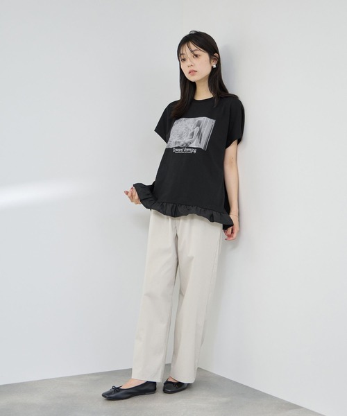 NAVY(ネイビー)の「【SARARI/サラリ】接触冷感 裾フリルノースリーブ(Tシャツ/カットソー・レディース・ブラック/ネイビー/グレー・M/L)」の11枚目の写真