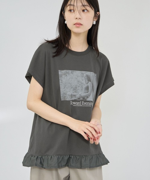 NAVY(ネイビー)の「【SARARI/サラリ】接触冷感 裾フリルノースリーブ(Tシャツ/カットソー・レディース・ブラック/ネイビー/グレー・M/L)」の12枚目の写真