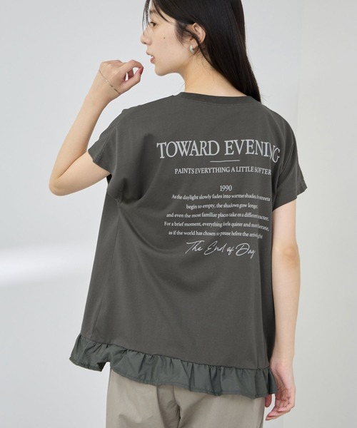 NAVY(ネイビー)の「【SARARI/サラリ】接触冷感 裾フリルノースリーブ(Tシャツ/カットソー・レディース・ブラック/ネイビー/グレー・M/L)」の13枚目の写真