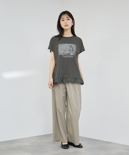 NAVY(ネイビー)の「【SARARI/サラリ】接触冷感 裾フリルノースリーブ(Tシャツ/カットソー・レディース・ブラック/ネイビー/グレー・M/L)」の14枚目の写真