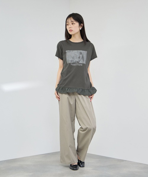 NAVY(ネイビー)の「【SARARI/サラリ】接触冷感 裾フリルノースリーブ(Tシャツ/カットソー・レディース・ブラック/ネイビー/グレー・M/L)」の15枚目の写真