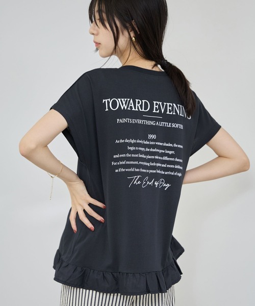 NAVY(ネイビー)の「【SARARI/サラリ】接触冷感 裾フリルノースリーブ(Tシャツ/カットソー・レディース・ブラック/ネイビー/グレー・M/L)」の16枚目の写真