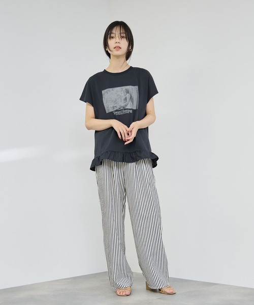 NAVY(ネイビー)の「【SARARI/サラリ】接触冷感 裾フリルノースリーブ(Tシャツ/カットソー・レディース・ブラック/ネイビー/グレー・M/L)」の17枚目の写真