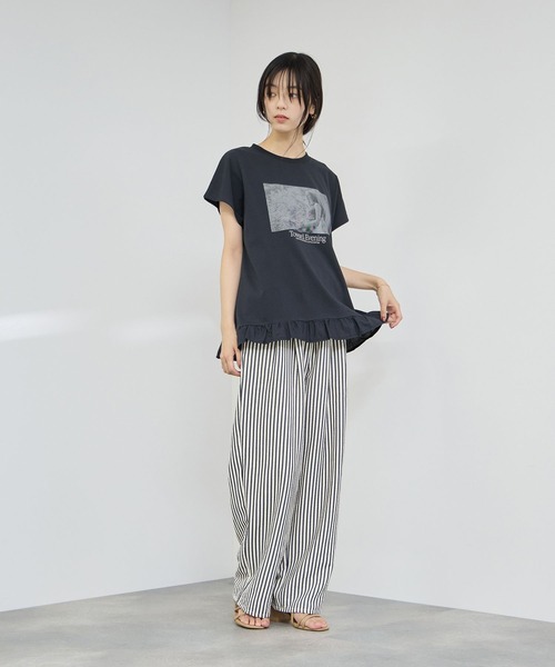 NAVY(ネイビー)の「【SARARI/サラリ】接触冷感 裾フリルノースリーブ(Tシャツ/カットソー・レディース・ブラック/ネイビー/グレー・M/L)」の18枚目の写真