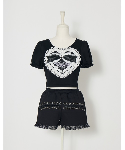 AVENCHUMU(アバンチュウム)の「Lace up & heart pocket short pants(その他パンツ・レディース・ブラック/ピンク/ブラック×ピンク・FREE)」の4枚目の写真